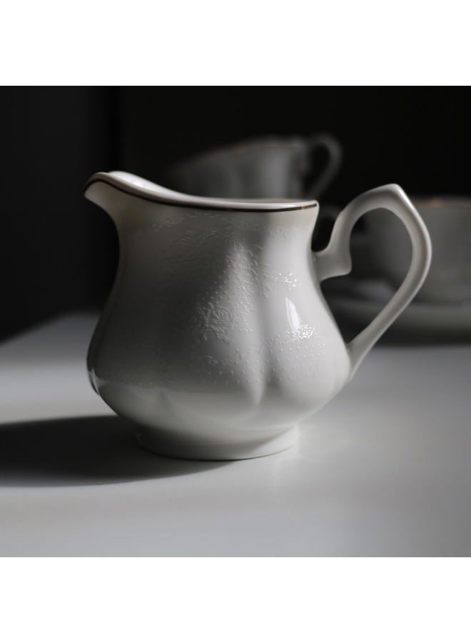 GuangYang 15-pcs Lotus Shape Porcelain Tea set with 7oz 6 Tea Cups and 6 Saucers,1 Teapot Sugar Bowl,1 Cream Pitcher,White - Image 4