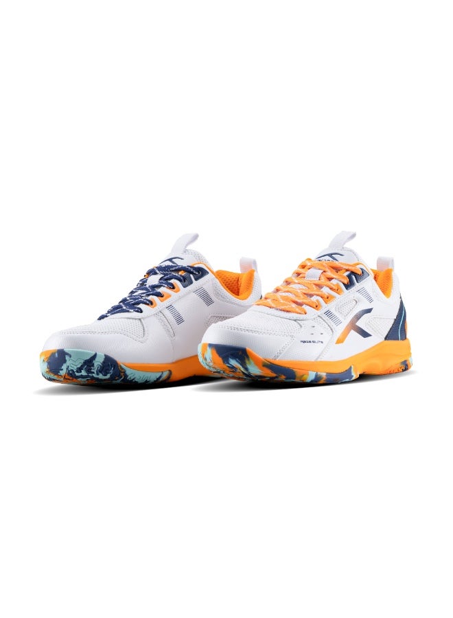 HUNDRED Raze Elite Unisex Badminton Shoes (Non Marking)Also Perfect Table Tennis,Volley,Basketball&Indoor Sport|Lightweight&Durable|X-Cushion,Active Grip Sole (White/Orange/Navy/Blue) EUR 42 - Image 4