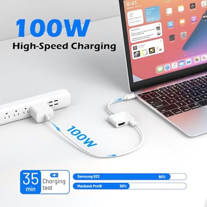 rayihni USB C TO HDMI ADAPTER, 2-IN-1 TYPE C TO HDMI FOR I-PHONE 16 15, 4K@60HZ, 100W FAST CHARGE WITH TV HDTV MONITOR PROJECTOR VIDEO AUDIO SYNC SCREEN CABLE, USB C HUB COMPATIBLE WITH SAMSUNG MACBOOK PRO - Image 3