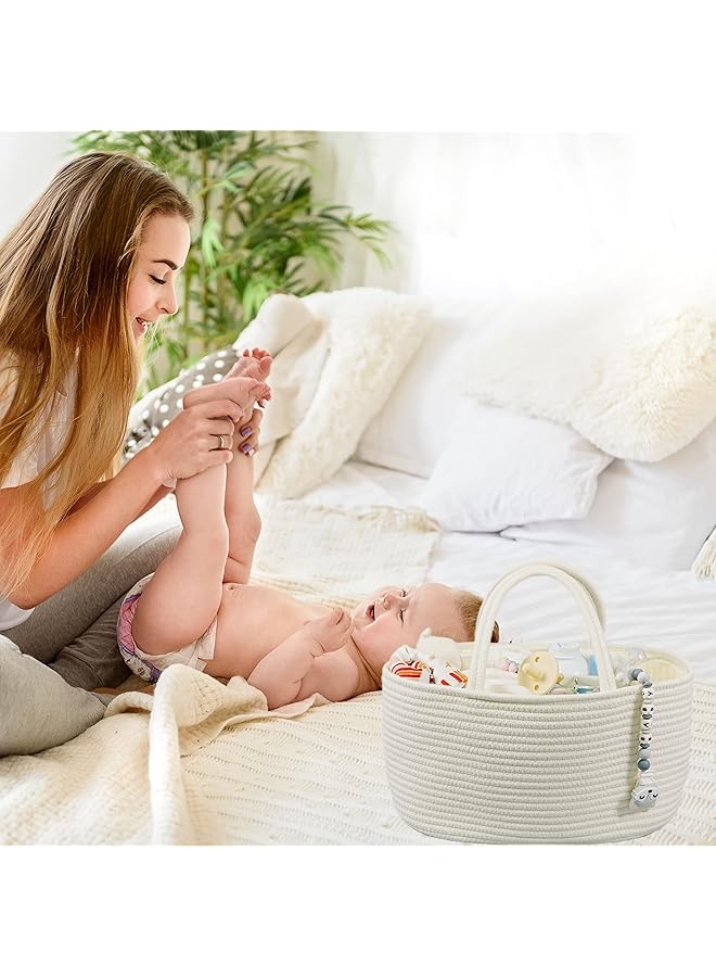 erorex Large Baby Diaper Caddy Organizer For Girl Boy Rope Nursery Storage Bin Basket Portable Holder Tote  - Image 5
