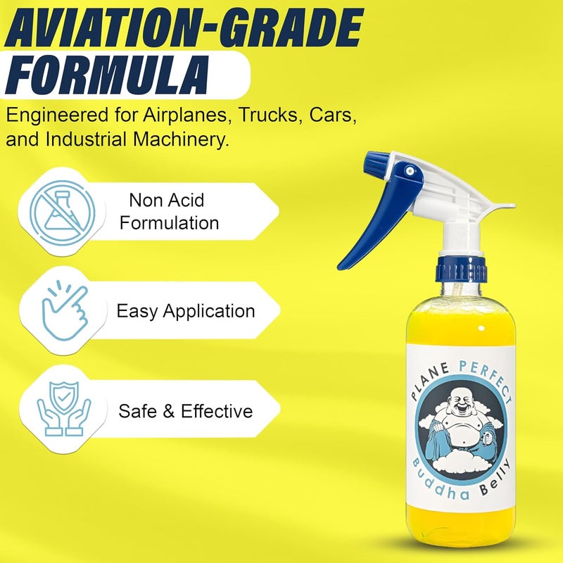 Plane Perfect Buddha Belly Degreaser Cleaner Heavy-Duty Spray, 16 oz, Natural Plant-Based Degreasing Solution Removes Dirt, Oil, Grime, Bugs, Motor Engine Grease, Aviation and Auto Exhaust Stains - Image 2