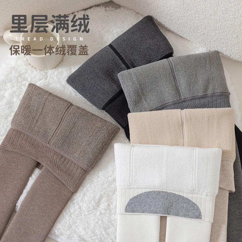 Girls' Leggings Fleece-Lined Thickened Children'S Step-On Pantyhose Girls' Baby Medium And Big Children Wear White Outside - Image 3