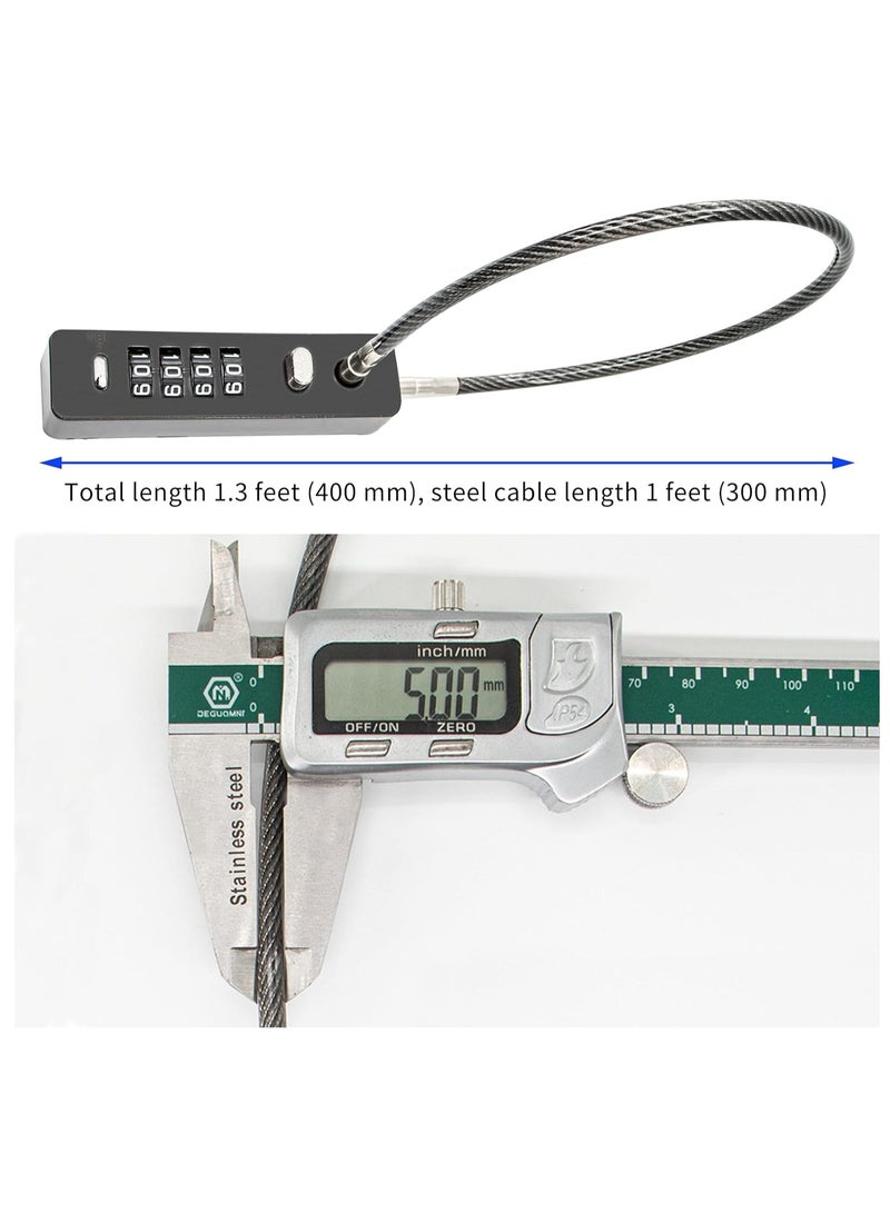 Bukela Combination Lock Cable Security Steel Cable Luggage Lock Weatherproof with Resettable Code, Braided Steel Coated Anti-Theft Cable Lock, Luggage Suitcase Gun Case Toolbox Helmet Black (1.3 Feet 5 mm) - Image 2