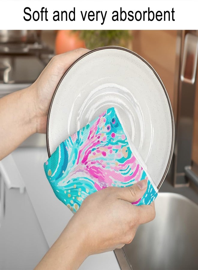 مجموعة مناشف أطباق المطبخ من بريليفينج، قطعتان، مقاس 16 × 24 بوصة - مناشف مطبخ صيفية أنيقة بنقشة زهور من الألياف الدقيقة، ماصة وسريعة الجفاف، مناشف شاي مزخرفة لتزيين مطبخ منزل شاطئي ساحلي - Image 5