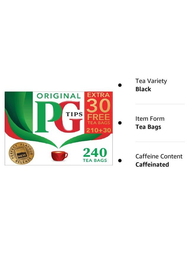 PG Tips Original Non-Pyramid, 240 Tea Bags (Pack of 4) - Image 2