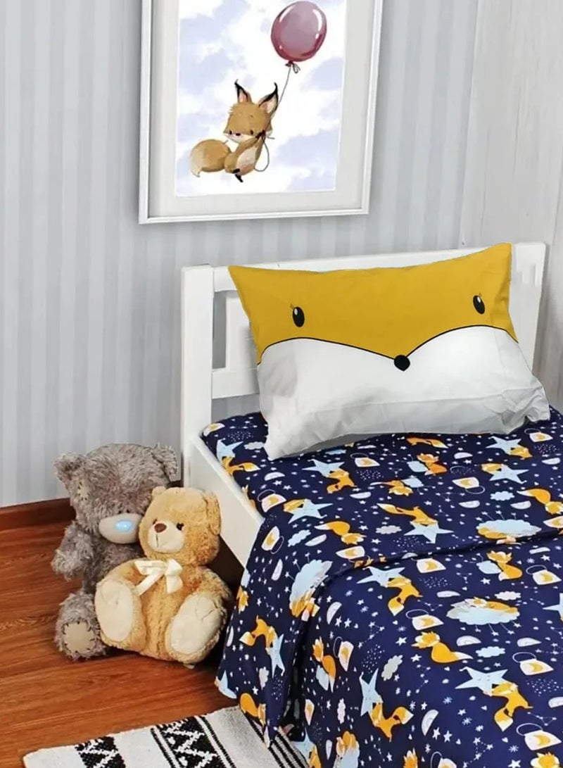 تى ام هوم طقم أطفالي الثعلب 3 قطع من TM Home – كيس لحاف، كيس مخدة، وملاية استك – قطن طبيعي 100% - Image 1