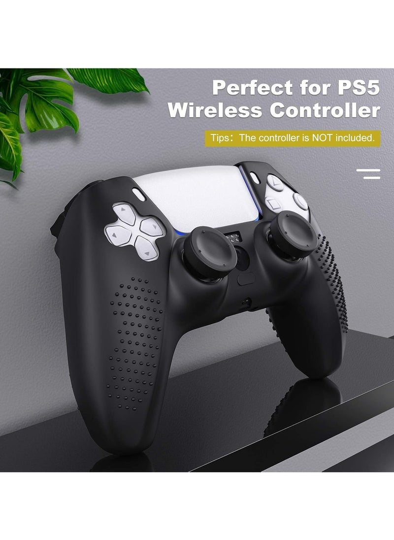 ماركة غير محددة حافظة لجهاز تحكم PS5، غطاء سيليكون مضاد للانزلاق مع 8 أغطية قبضة الإبهام، حافظة حماية مضادة للخدش متوافقة مع وحدة تحكم Playstation 5 DualSense اللاسلكية (أسود)  - Image 4