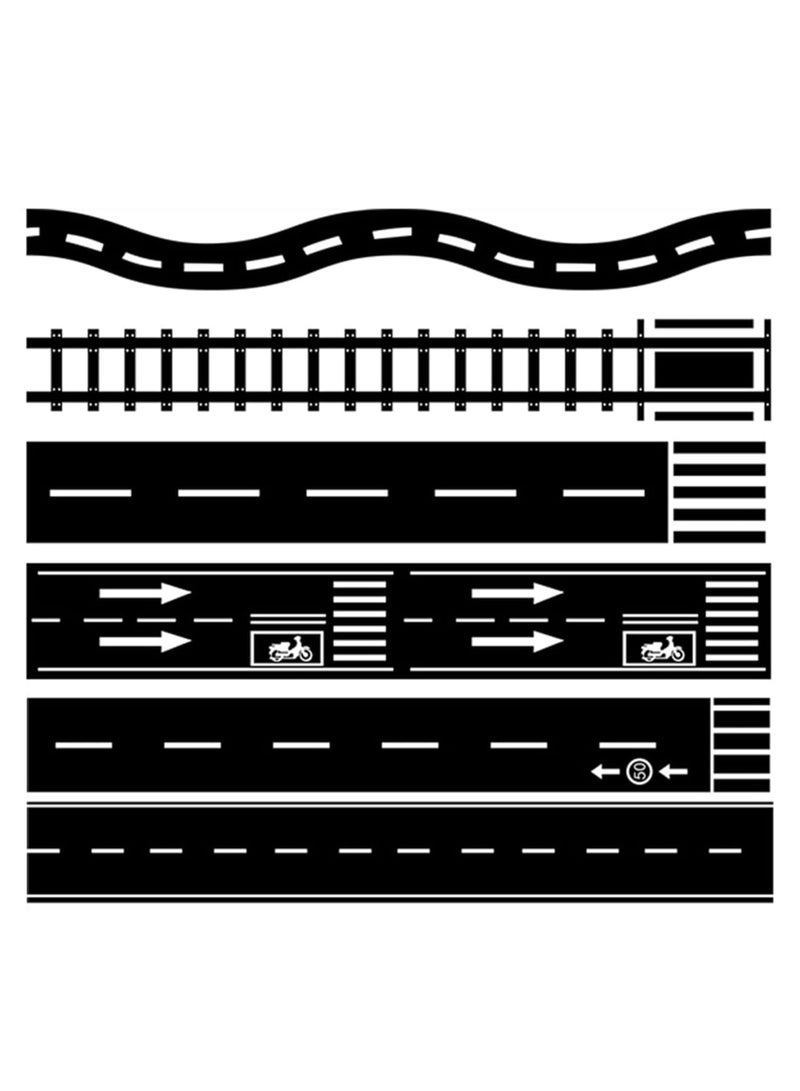 Barakah Road Tape for Kids, Highway Track Sticker Set with Curves and Straight Lines, DIY Traffic Road Play Tape for Toy Cars and Vehicle Kits, Creative Party Decoration Gift, 8 Rolls Black - Image 5