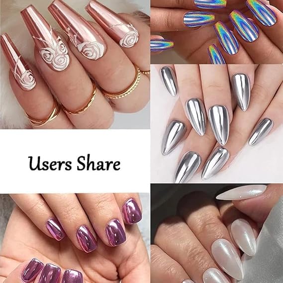 BANIRA Chrome Nail Powder Set 12 Colours Metallic Holographic for Gel Nails Manicure - Image 5