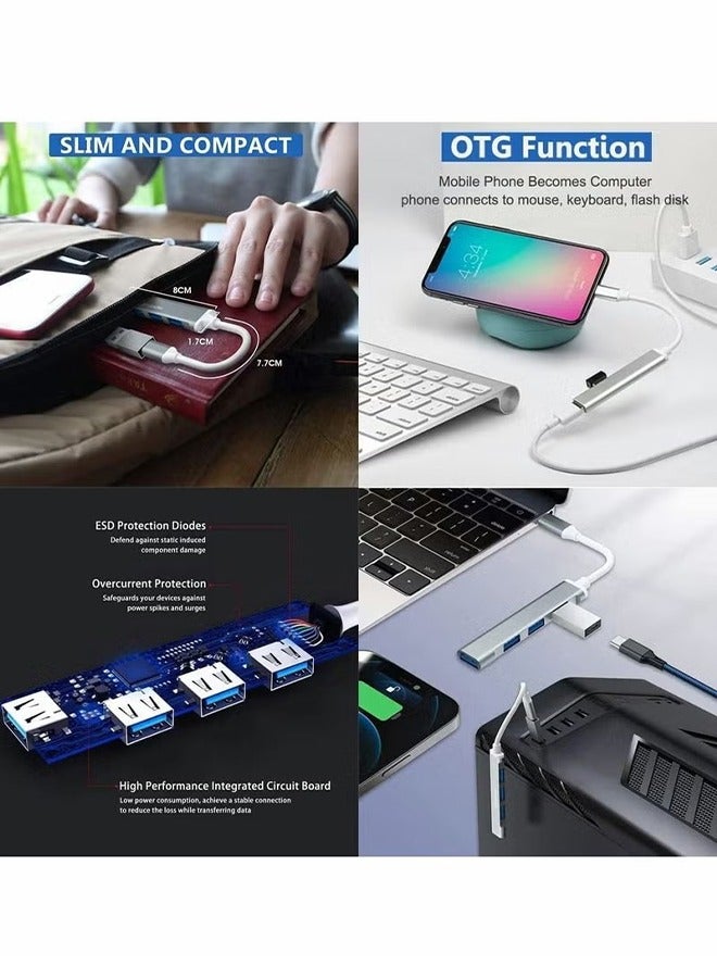 USB C Hub, 4-Port USB C adapter with 3.0 and 2.0 port USB Extender Splitter for Mac Pro/mini, for Surface Pro, Desktop Computer PC, Notebook PC, Mobile HDD, etc. Extension, Type-C Docking Station - Image 3