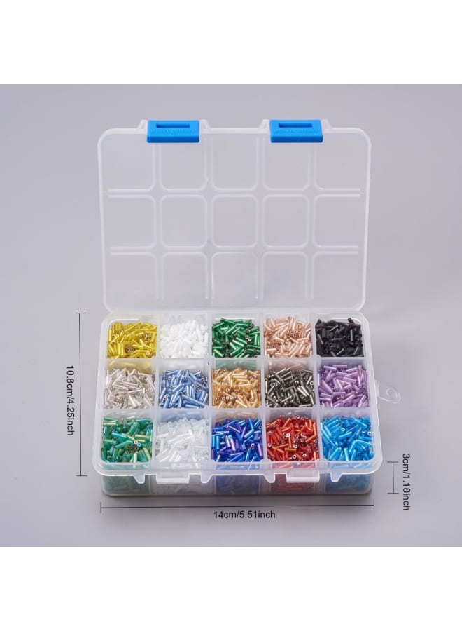 Elite 250 جرام 15 لون 6 مم (0.23 بوصة) خرزة بوق زجاجية، خرزة بذور أنبوبية مبطنة بالفضة خرزة فضفاضة لحلق سوار قلادة المجوهرات صناعة يدوية - Image 5