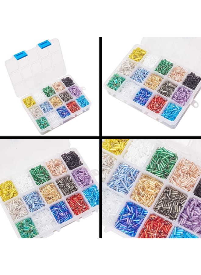 Elite 250 جرام 15 لون 6 مم (0.23 بوصة) خرزة بوق زجاجية، خرزة بذور أنبوبية مبطنة بالفضة خرزة فضفاضة لحلق سوار قلادة المجوهرات صناعة يدوية - Image 4