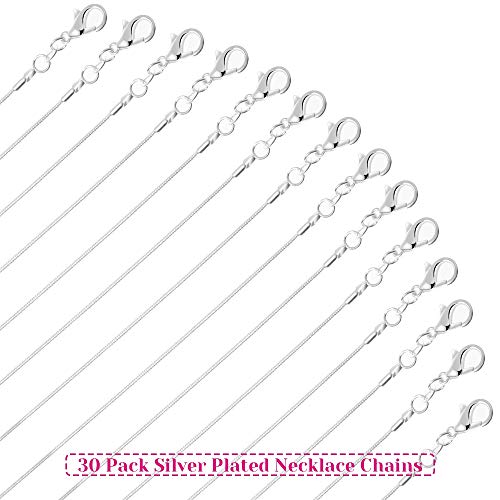 PAXCOO 30 Pack Necklace Chain Silver Plated Necklace Snake Chains Bulk for Jewelry Making, 1.2 mm (18 Inches) - Image 2