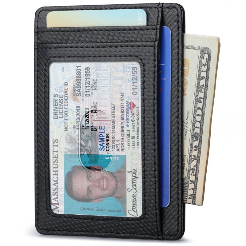 Buffway Slim Minimalist Front Pocket RFID Blocking Leather Wallets for Men and Women - Peak Black - Image 2