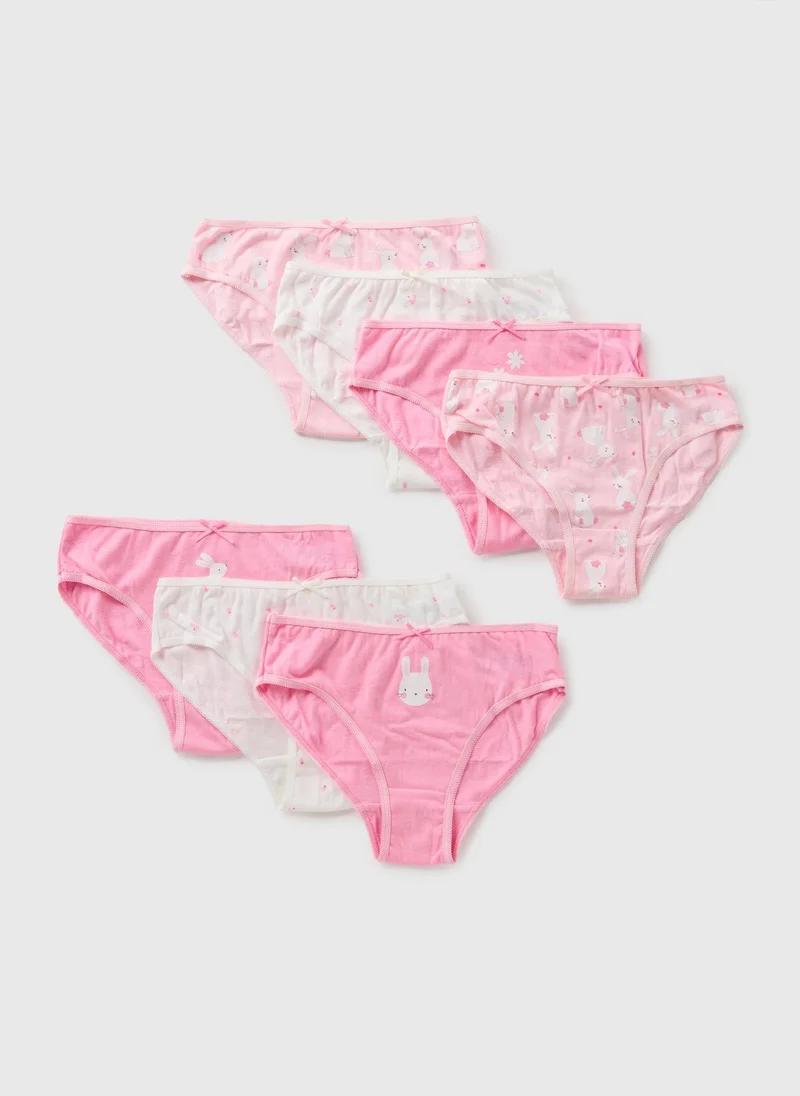 Matalan 7 Pack Girls Pink Bunny Knickers