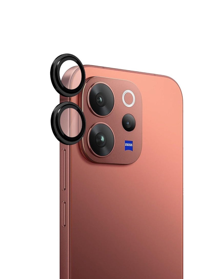 Wtech vivo V70 5G / V70 Elite 5G 2026 Premium Alloy Ring Camera Lens Tempered Glass Protector Shield (MLGICR) - Clear/Black - Image 1