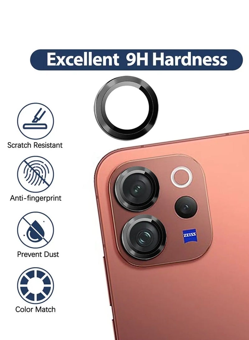 Wtech vivo V70 5G / V70 Elite 5G 2026 Premium Alloy Ring Camera Lens Tempered Glass Protector Shield (MLGICR) - Clear/Black - Image 2