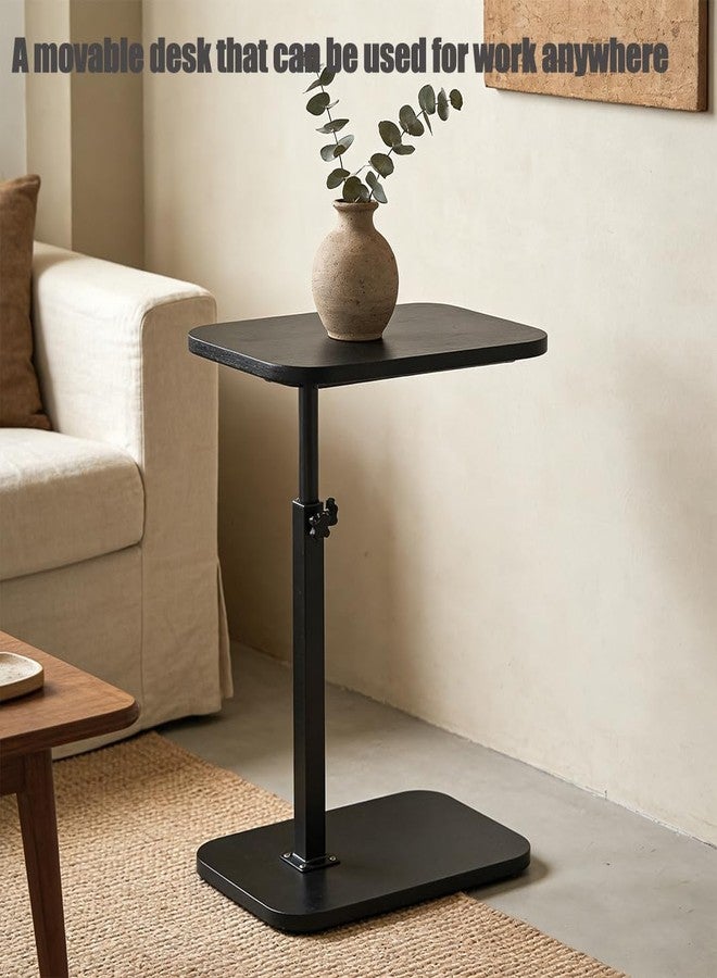 Vorriop Pedestal Adjustable c Table for Small Spaces，C Shaped End Table Desktop can Turn 360° and the Height of the Sofa Small TV Tray Table Can be Adjusted for Couch - Image 5