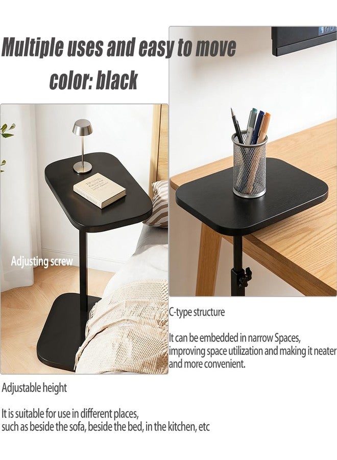 Vorriop Pedestal Adjustable c Table for Small Spaces，C Shaped End Table Desktop can Turn 360° and the Height of the Sofa Small TV Tray Table Can be Adjusted for Couch - Image 3