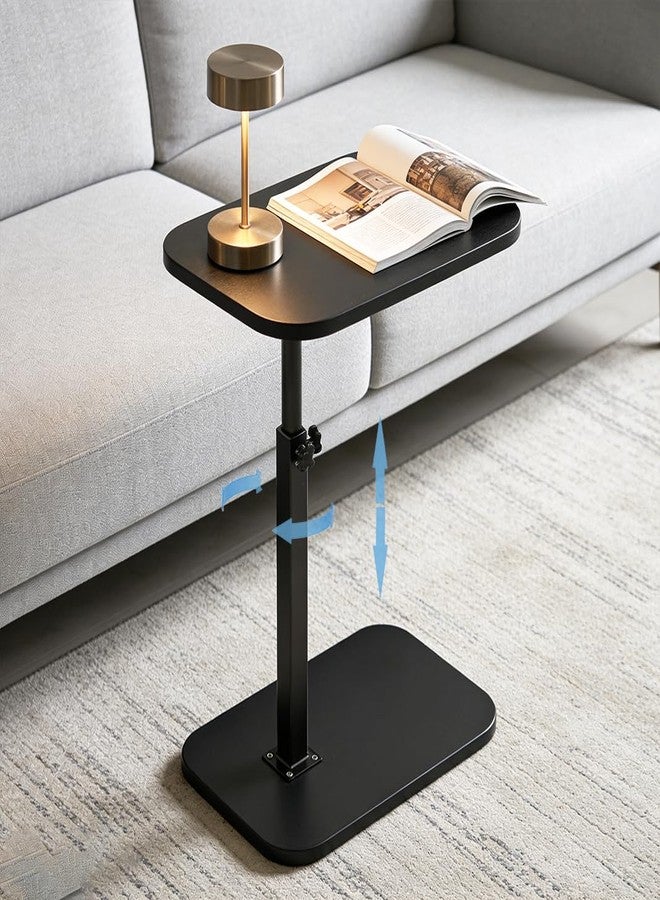 Vorriop Pedestal Adjustable c Table for Small Spaces，C Shaped End Table Desktop can Turn 360° and the Height of the Sofa Small TV Tray Table Can be Adjusted for Couch - Image 1