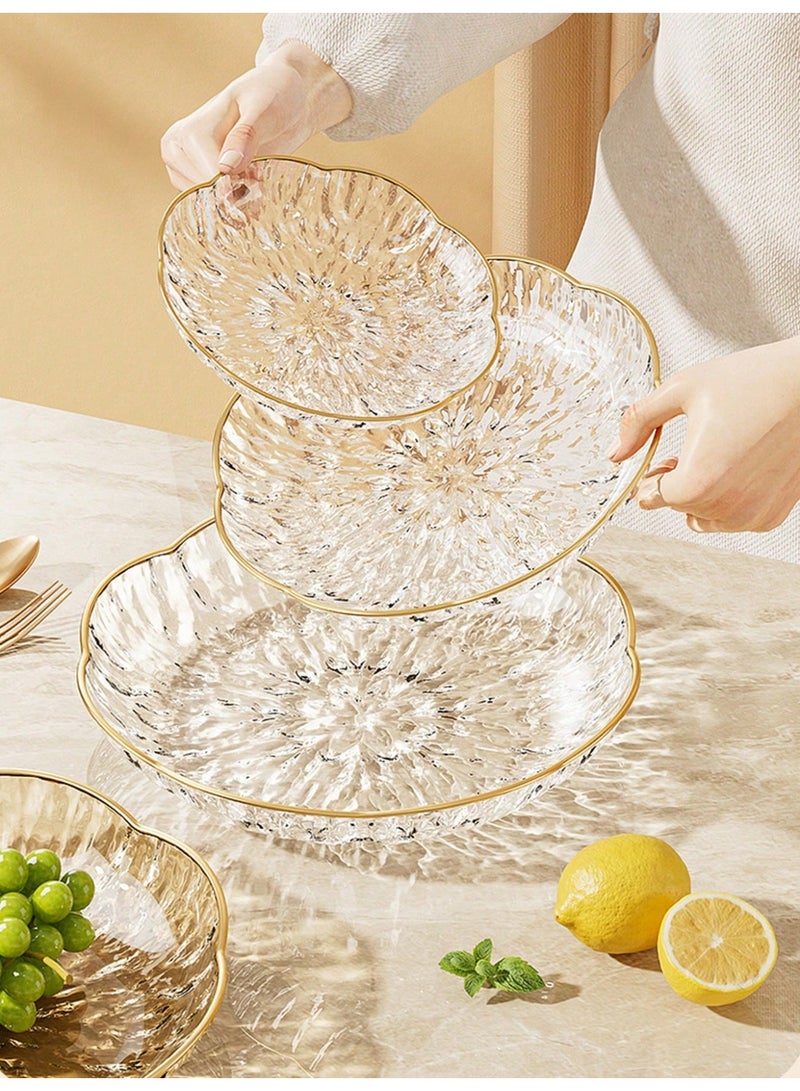 Squarecircle 3PC Serving Tray Set with Gold Rim, Elegant Decorative Trays for Fruit, Dessert, Dry Snacks & Table Display - Image 1
