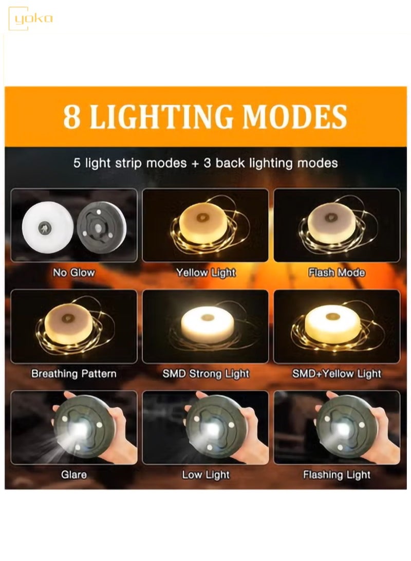 YOKA Camping String Lights Rechargeable, 10M 5 in 1 Outdoor Waterproof Stowable String Light with 5 Modes 2000mah Portable Camp String Lights Retractable LED Tent Camping Fairy Lights Warm - Image 2