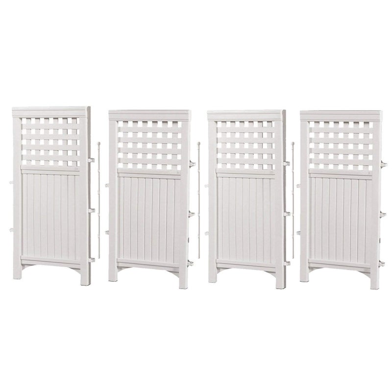 Suncast 4-Panel Outdoor Screen Enclosure - Freestanding Wicker Resin Reversible Panel Outdoor Screen - Perfect for Concealing Garbage Cans, Air Conditioners - White (4-Panels) - Image 1