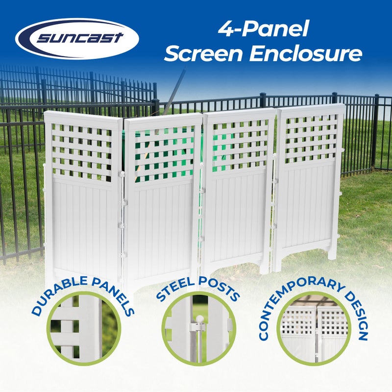 Suncast 4-Panel Outdoor Screen Enclosure - Freestanding Wicker Resin Reversible Panel Outdoor Screen - Perfect for Concealing Garbage Cans, Air Conditioners - White (4-Panels) - Image 2