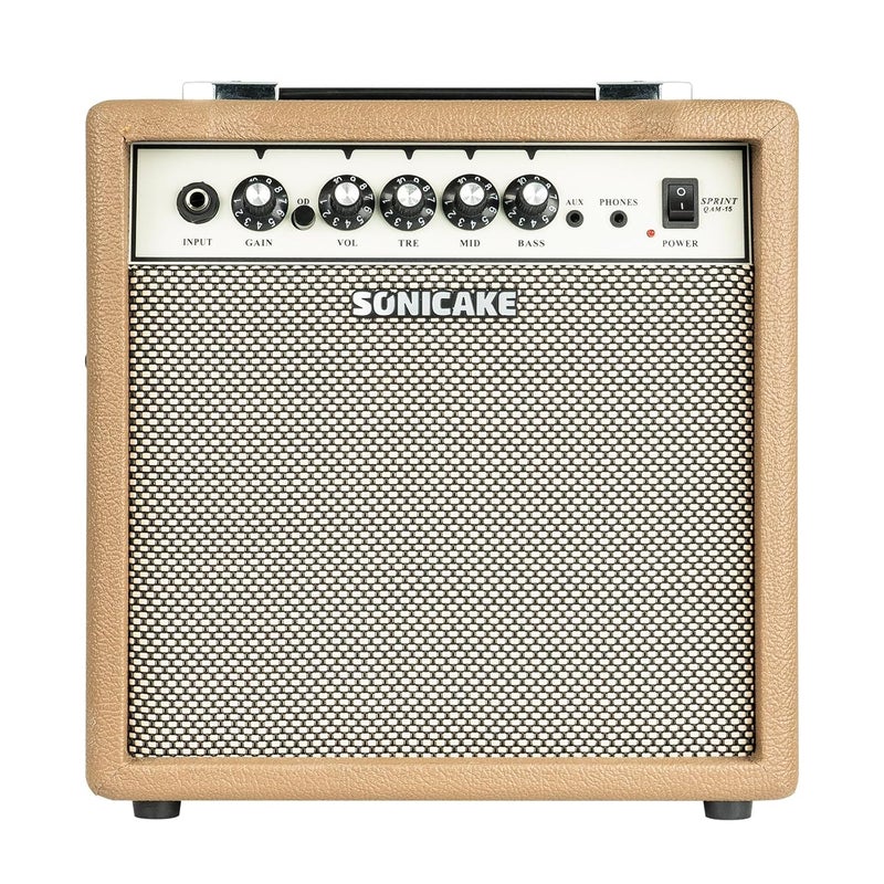 SONICAKE Sprint QAM-15 15W Electric Guitar Amplifier, Portable Combo Amp with AUX Input Headphone Output, Dual-Channel and 3-Band EQ, All-in-one Speaker for Practice - Image 1