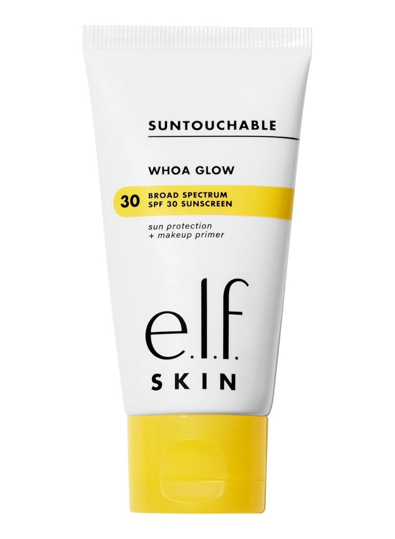 إلف كريم واقي من الشمس ووا جلو من إلف سكين، بعامل حماية من الشمس 30، وبرايمر مكياج لإطلالة متألقة، مصنوع من حمض الهيالورونيك، نباتي وخالٍ من القسوة، قد تختلف العبوة، مقاوم لأشعة الشمس - Image 1