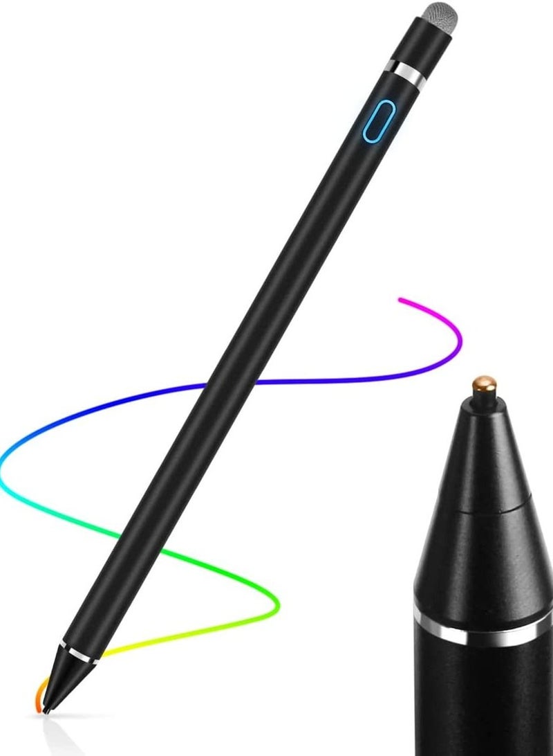 Stylus Pens for Touch Screens, 1.45mm High Precision and Sensitivity Point IPad Pencil Fine Point Active Smart Digital Pen for Tablet Work at iOS and Android Touch Screen (Black) - Image 1