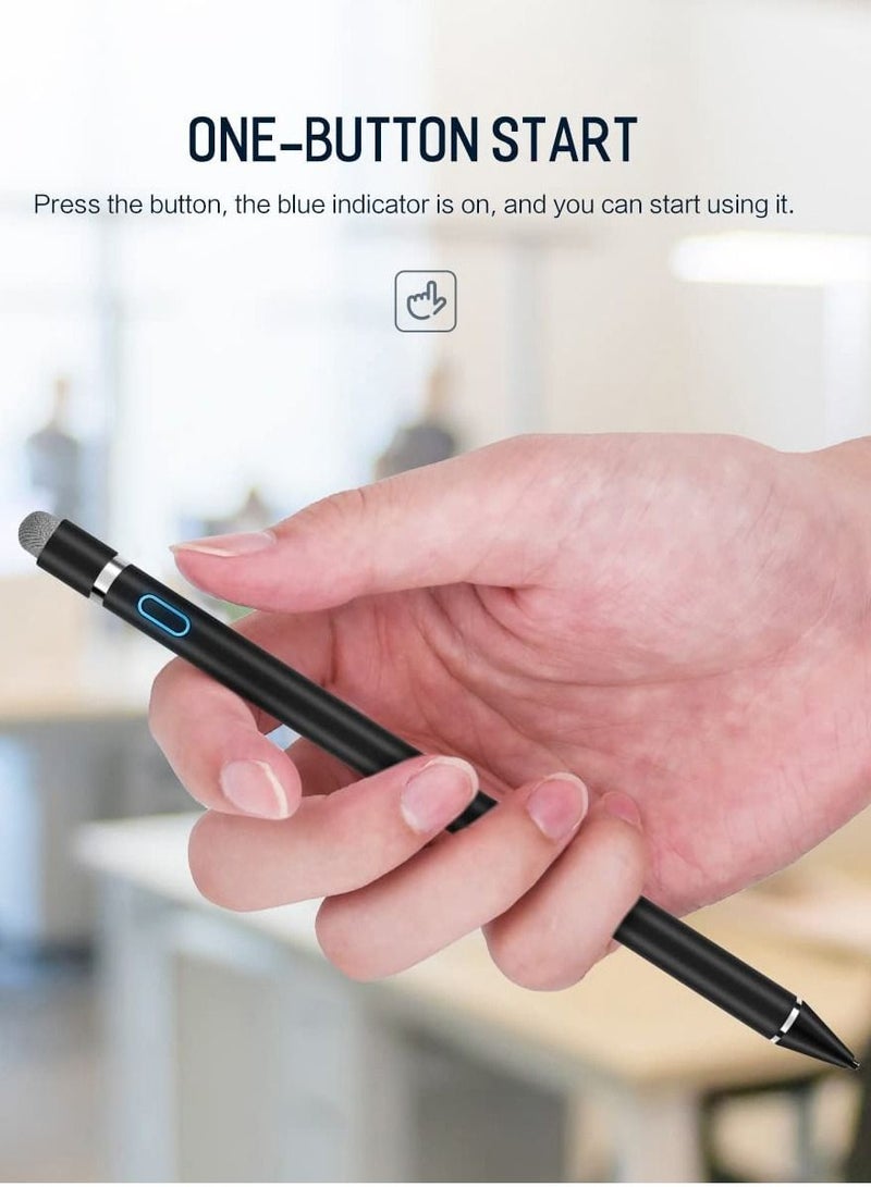 Stylus Pens for Touch Screens, 1.45mm High Precision and Sensitivity Point IPad Pencil Fine Point Active Smart Digital Pen for Tablet Work at iOS and Android Touch Screen (Black) - Image 5