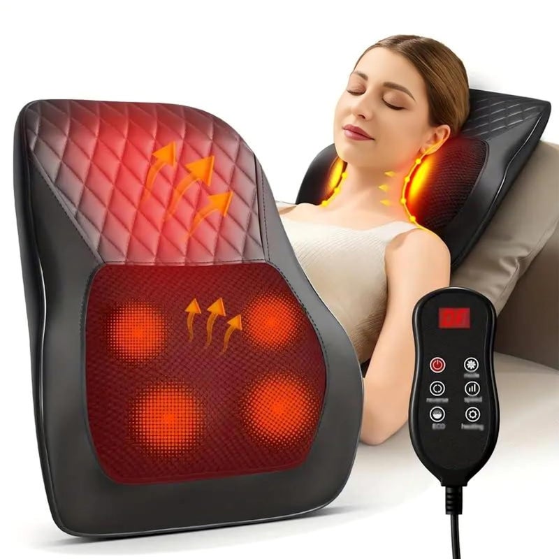 EXTRA LUX Portable Back and Neck Massager with Heat – Shiatsu Deep Tissue Massage Pillow for Pain Relief at Home, Office, or Travel – Adjustable Straps, Easy to Use - Image 1