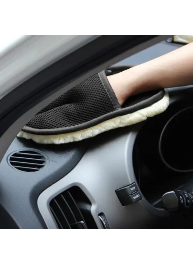 Black Coral Velvet Car Cleaning Gloves Wash Mitt Polishing Cloth Tool - Image 1
