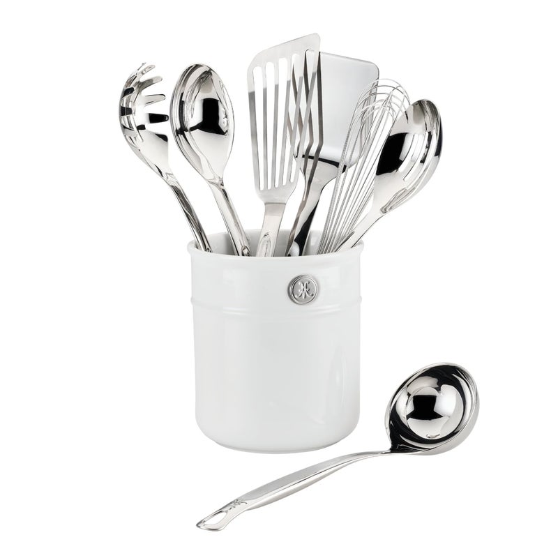 Hestan Provisions Chefs Tools Ultimate Set 8Piece Stainless Steel Utensil set with Porcelain Bain Marie - Image 2