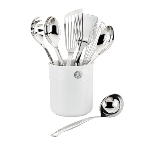 Hestan Provisions Chefs Tools Ultimate Set 8Piece Stainless Steel Utensil set with Porcelain Bain Marie - Image 1