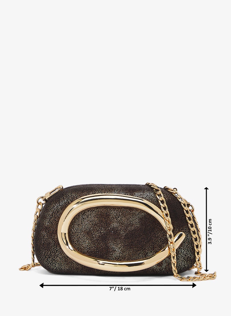 Ella Limited Edition Gold Accent Embellished Metallic Clutch - Image 5