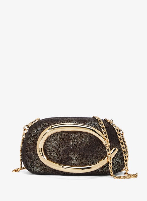 حقيبة يد نسائية معدنية مزينة بلمسات ذهبية