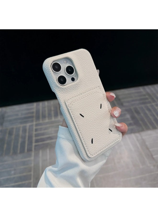 Generic - For Iphone16 Pro Max For Iphone 15 Pro Simple Embroidered Anti-Fall Protective Case Brand Name NoEnName_Null Origin Mainland China-Color:Off-white Embroidered Maca Card Bag-Applicable Models:For Iphone14 - Image 1