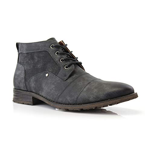 Ferro Aldo Men's Blaine Cap Toe Chukka Boots | Lace-Up Ankle Dress Boot with Side Zipper | MFA806035 | in Charcoal Grey, Size 11 - Image 1