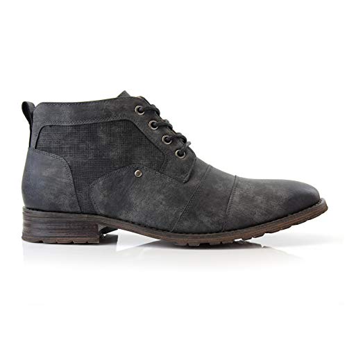 Ferro Aldo Men's Blaine Cap Toe Chukka Boots | Lace-Up Ankle Dress Boot with Side Zipper | MFA806035 | in Charcoal Grey, Size 11 - Image 2