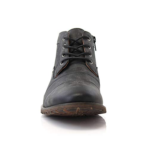 Ferro Aldo Men's Blaine Cap Toe Chukka Boots | Lace-Up Ankle Dress Boot with Side Zipper | MFA806035 | in Charcoal Grey, Size 11 - Image 3