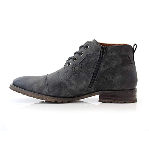 Ferro Aldo Men's Blaine Cap Toe Chukka Boots | Lace-Up Ankle Dress Boot with Side Zipper | MFA806035 | in Charcoal Grey, Size 11 - Image 4