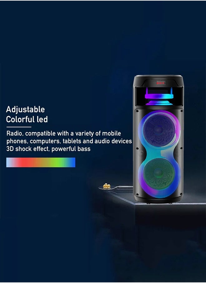 Generic - Bluetooth PA Speaker System Rechargeable Outdoor Bluetooth Speaker Portable PA System Dual 8” Subwoofer 1” Tweeter Microphone In Party Lights USB Radio Remote - Image 1