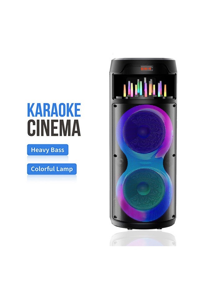 Generic - Bluetooth PA Speaker System Rechargeable Outdoor Bluetooth Speaker Portable PA System Dual 8” Subwoofer 1” Tweeter Microphone In Party Lights USB Radio Remote - Image 1