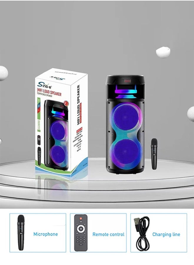Generic - Bluetooth PA Speaker System Rechargeable Outdoor Bluetooth Speaker Portable PA System Dual 8” Subwoofer 1” Tweeter Microphone In Party Lights USB Radio Remote - Image 1