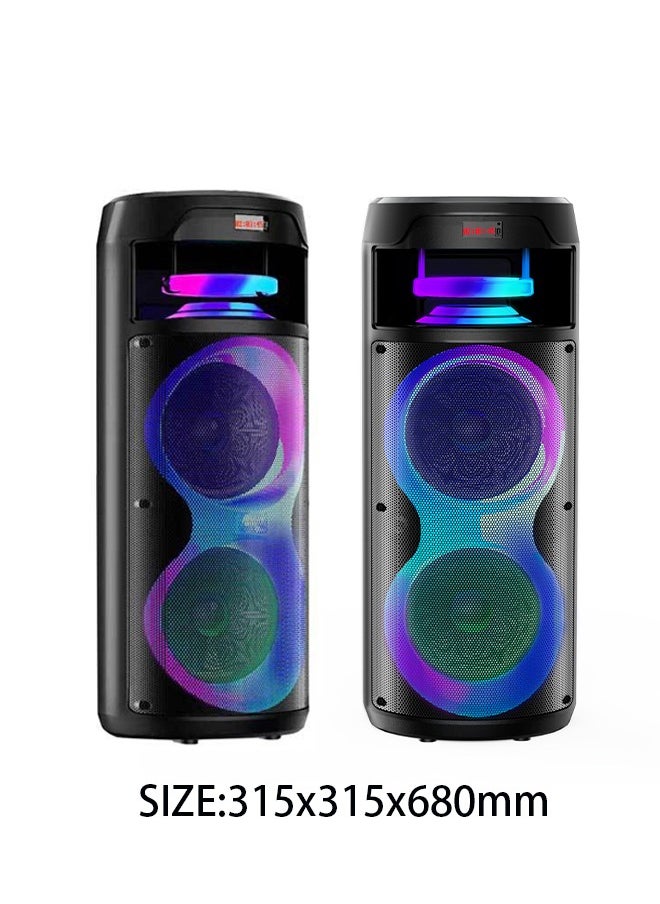 Generic - Bluetooth PA Speaker System Rechargeable Outdoor Bluetooth Speaker Portable PA System Dual 8” Subwoofer 1” Tweeter Microphone In Party Lights USB Radio Remote - Image 1