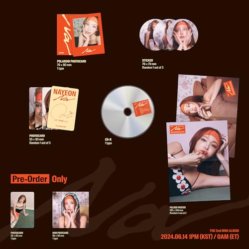 JYP Ent. NAYEON - 2nd Mini album [NA] (‘D’igipack Ver.) Cover + CD-R + Photobook + Photocard + Sticker + Polaroid Photocard + Folded Poster + 2 Extra Photocards - Image 3
