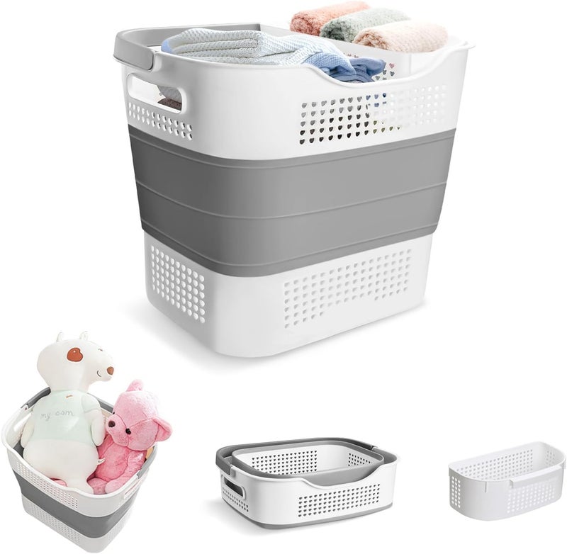 BLURISM Laundry Hamper with Handle and Hanging Basket Collapsible Laundry Baskets Laundry Room Organization for Bathroom Clothes Basket Suitable Size for Babies or Toddlers - Image 1