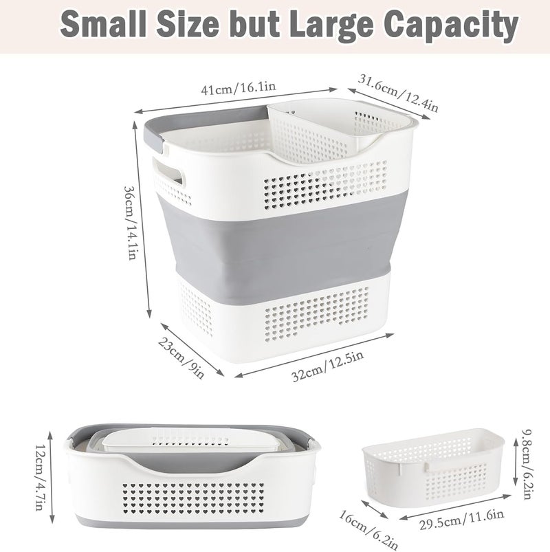 BLURISM Laundry Hamper with Handle and Hanging Basket Collapsible Laundry Baskets Laundry Room Organization for Bathroom Clothes Basket Suitable Size for Babies or Toddlers - Image 2